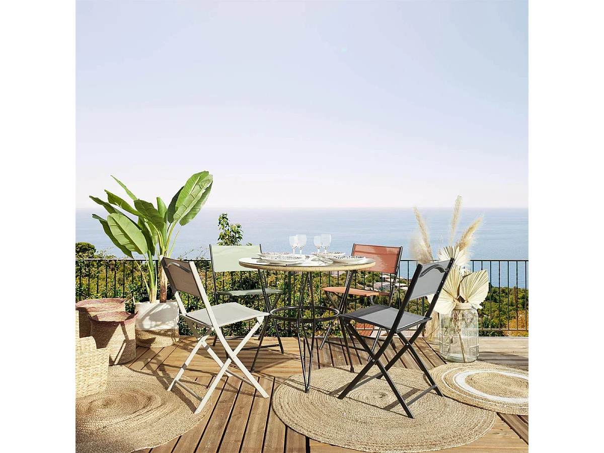 MELOM - Lot de 4 Chaises Pliantes Textilène Terracotta