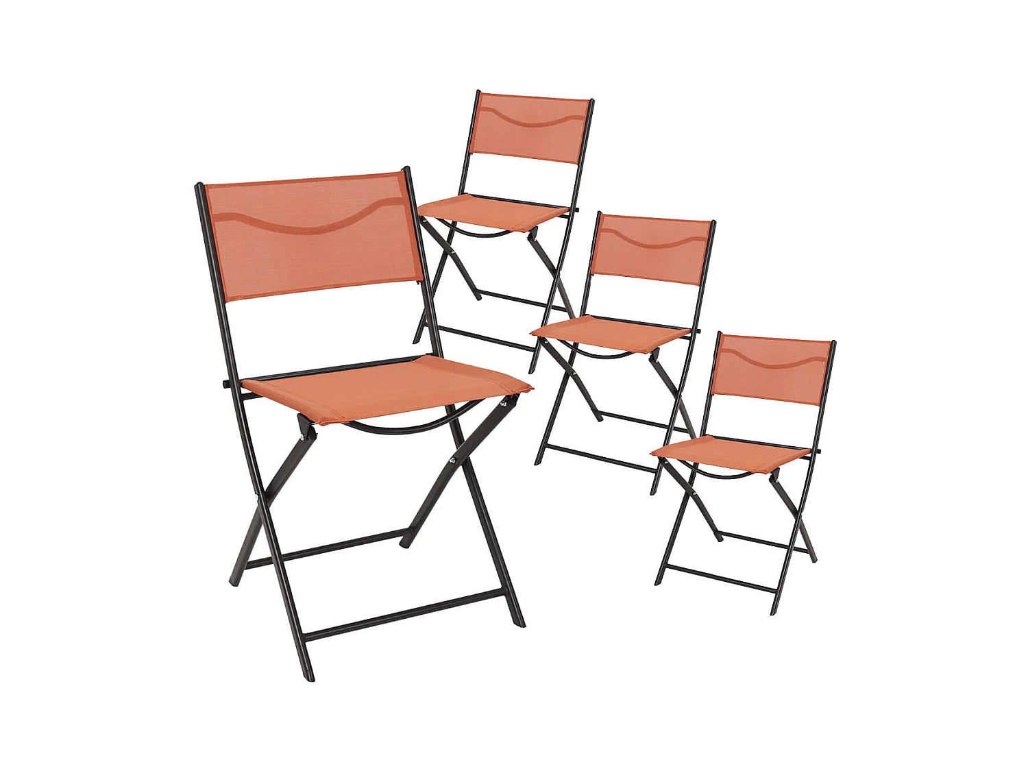 MELOM - Lot de 4 Chaises Pliantes Textilène Terracotta