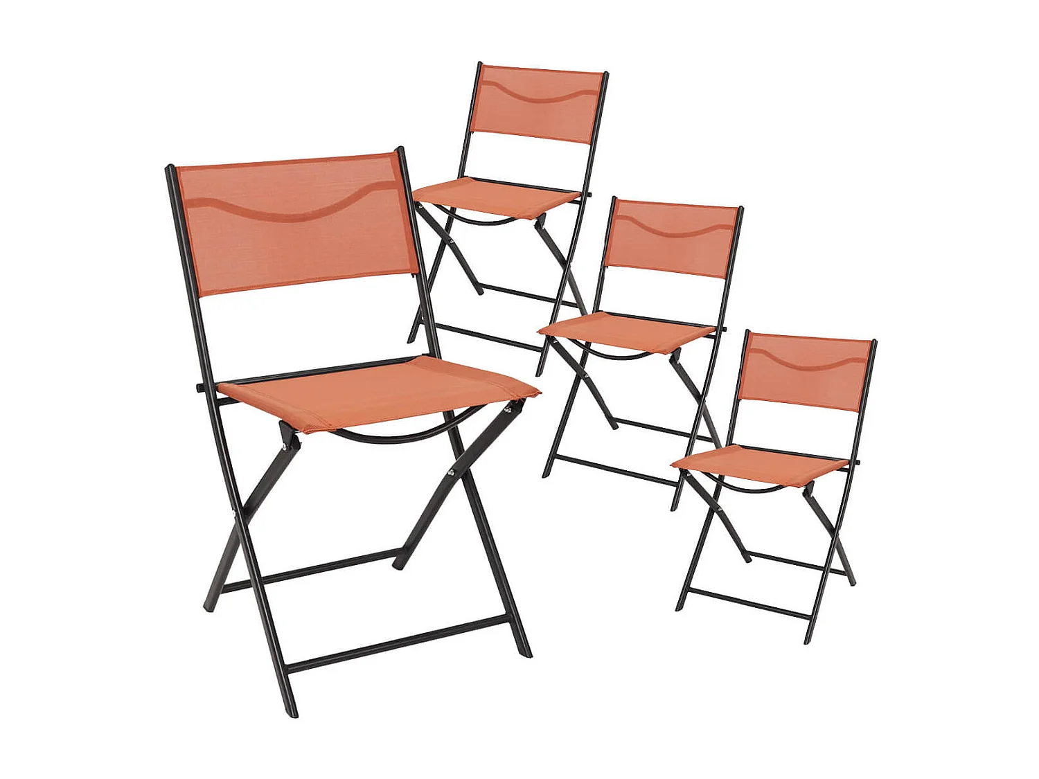 MELOM - Lot de 4 Chaises Pliantes Textilène Terracotta