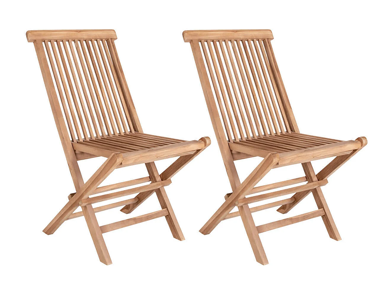 HORIZON - Lot de 2 Chaises de Jardin en Teck Massif Naturel