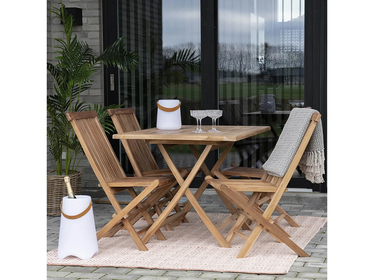 HORIZON - Lot de 2 Chaises de Jardin en Teck Massif Naturel