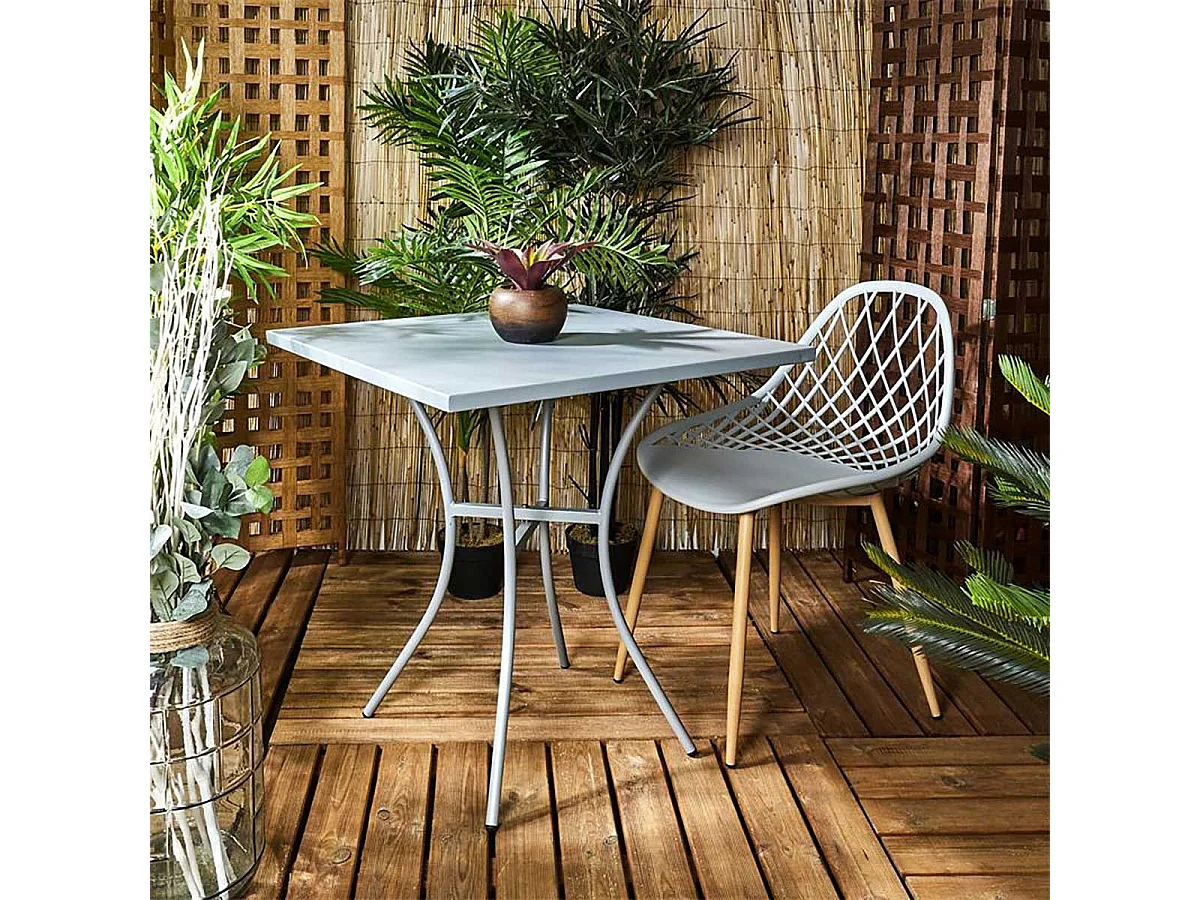 TRESSIE - Lot de 4 Chaises Grises Coque Arrondie