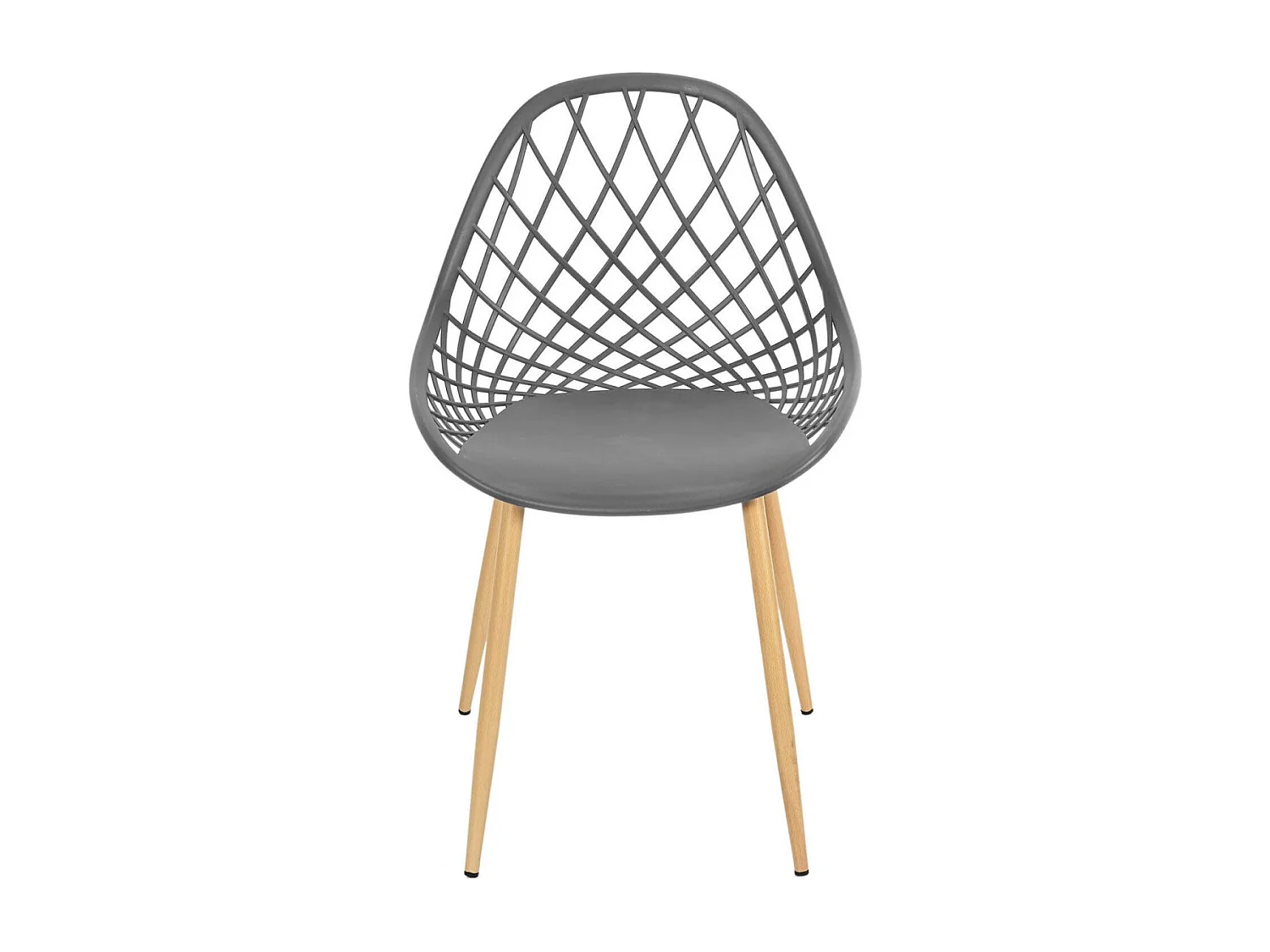 TRESSIE - Lot de 4 Chaises Grises Coque Arrondie