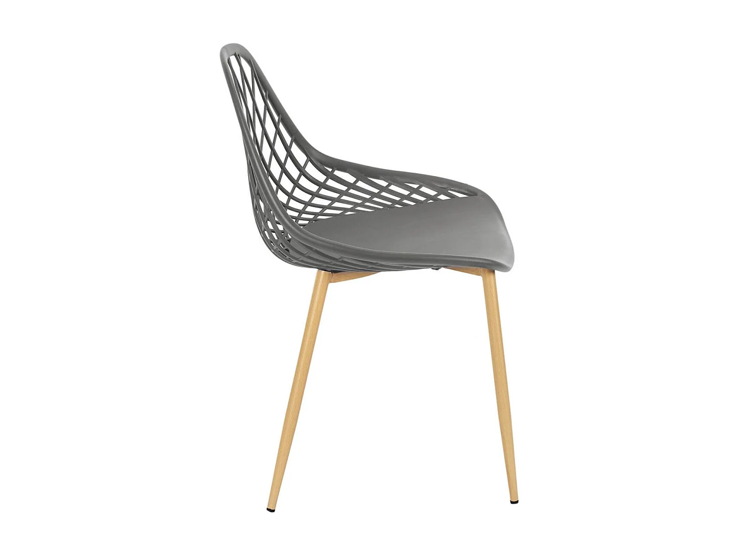 TRESSIE - Lot de 4 Chaises Grises Coque Arrondie