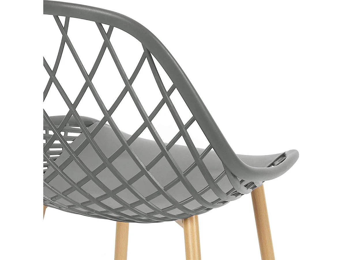 TRESSIE - Lot de 4 Chaises Grises Coque Arrondie