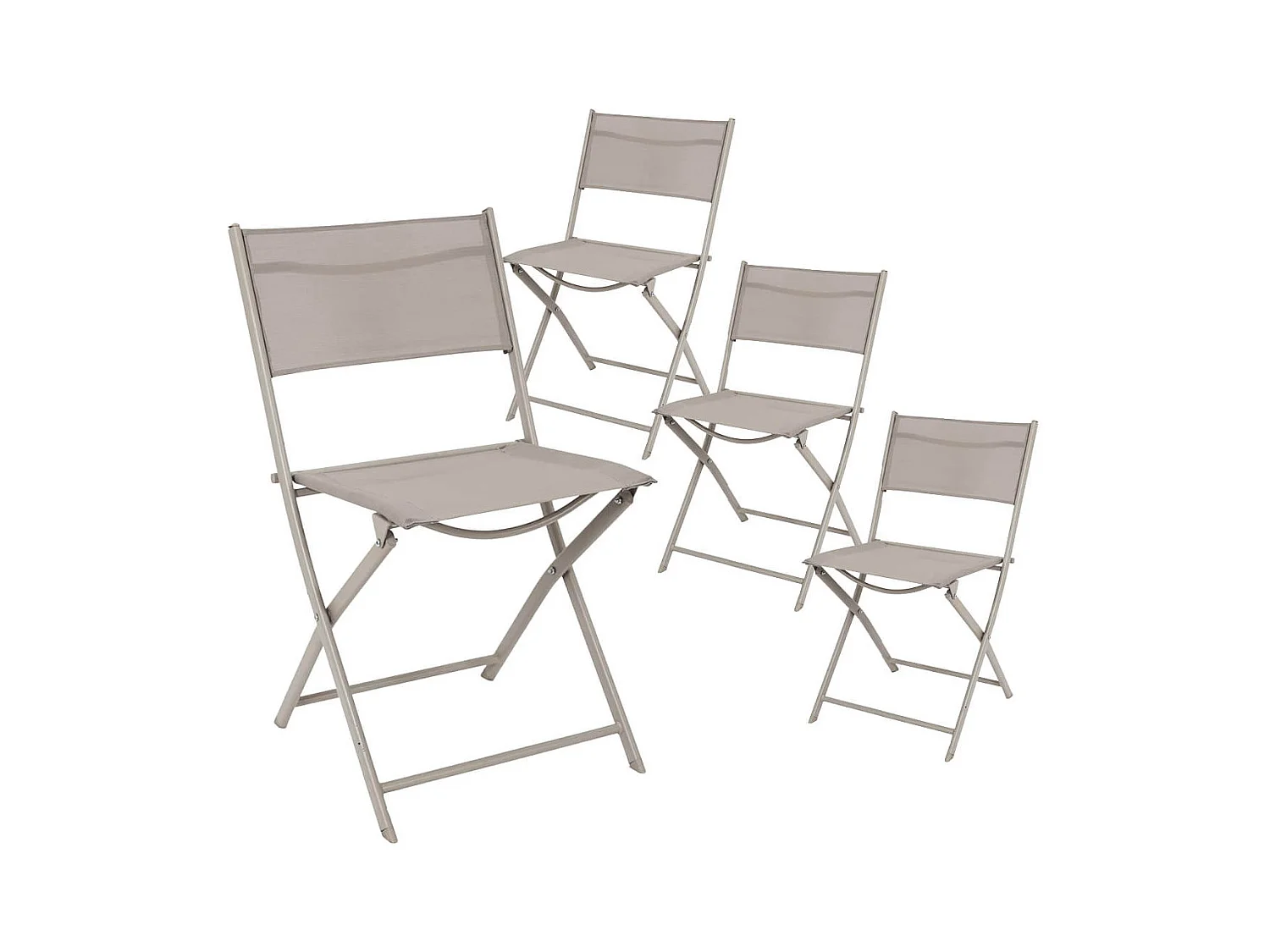 MELOM - Lot de 4 Chaises Pliantes Textilène Gris Taupe