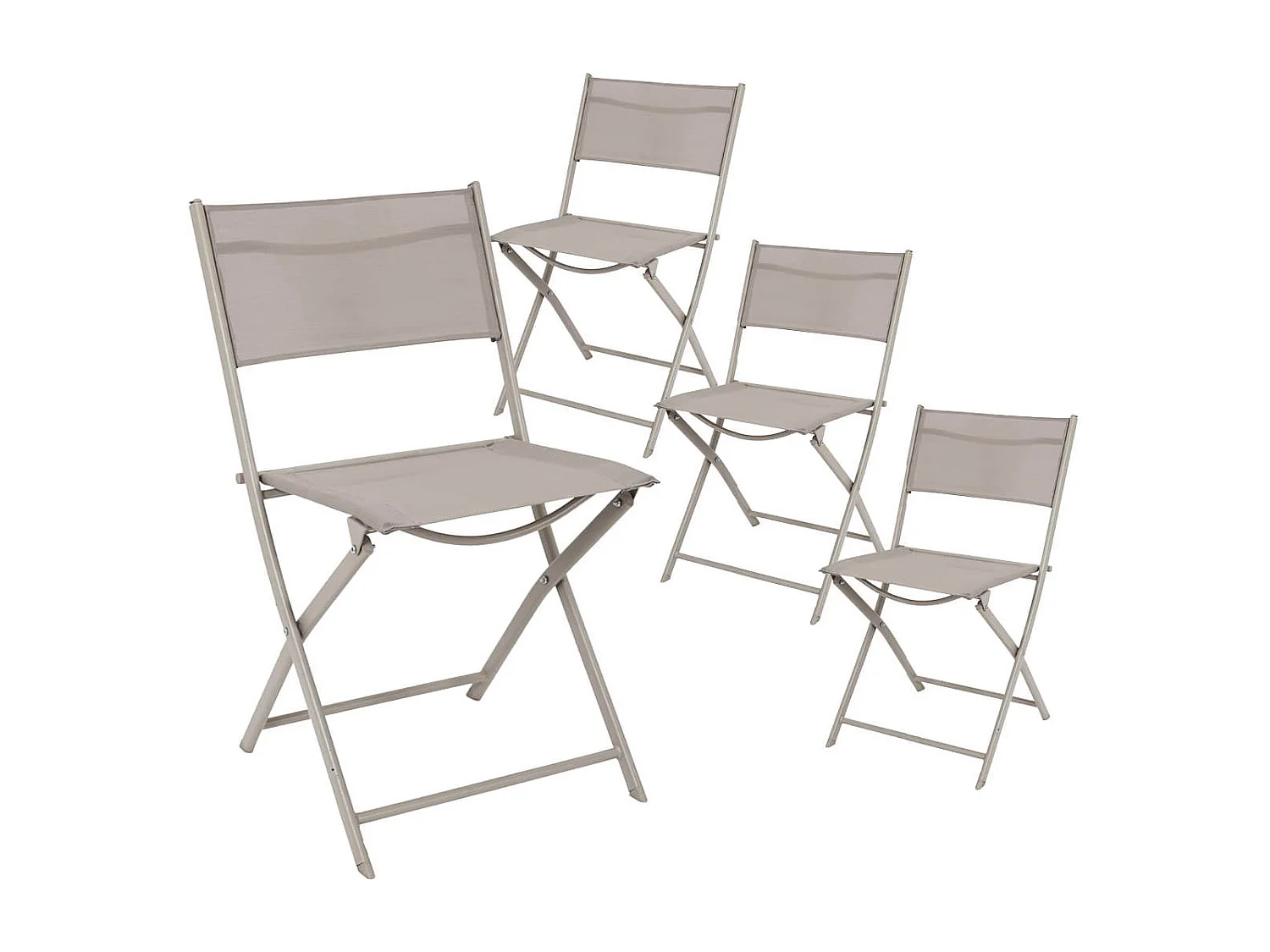 MELOM - Lot de 4 Chaises Pliantes Textilène Gris Taupe
