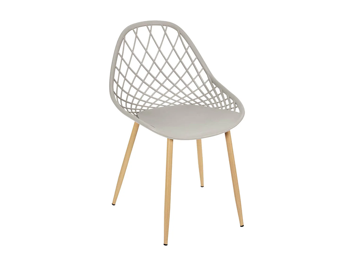 TRESSIE - Lot de 4 Chaises Gris Taupe Coque Arrondie