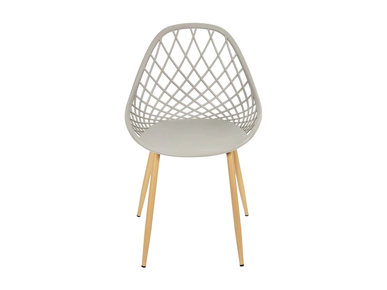 TRESSIE - Lot de 4 Chaises Gris Taupe Coque Arrondie