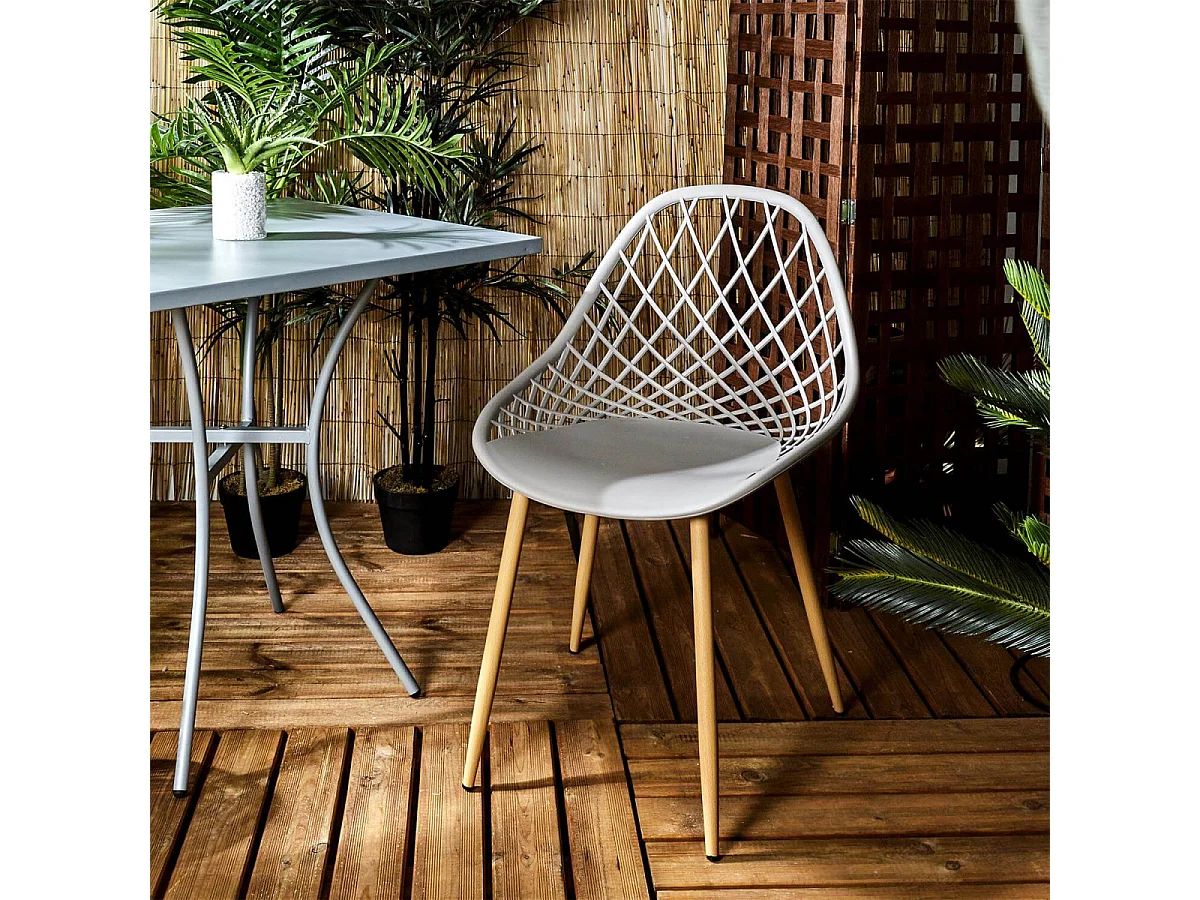 TRESSIE - Lot de 4 Chaises Gris Taupe Coque Arrondie