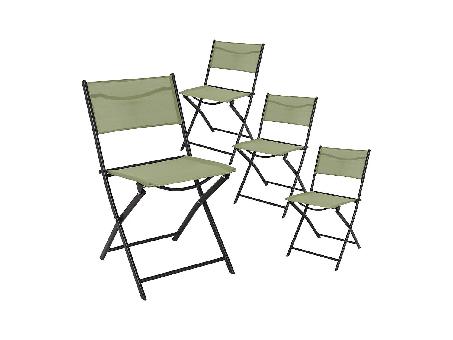 MELOM - Lot de 4 Chaises Pliantes Textilène Vert