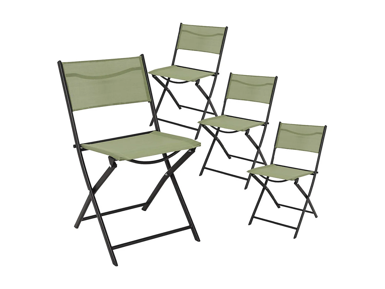 MELOM - Lot de 4 Chaises Pliantes Textilène Vert