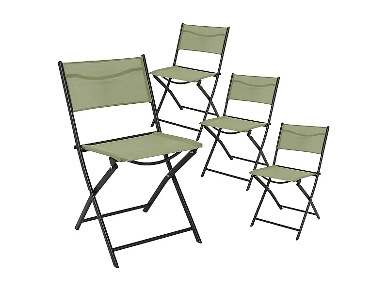 MELOM - Lot de 4 Chaises Pliantes Textilène Vert
