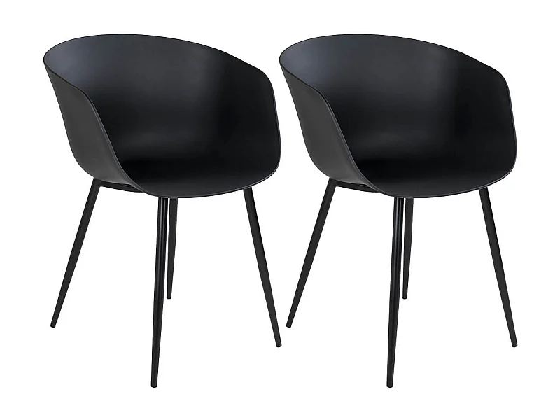MONTANA - Lot de 2 Chaises PolyPropylène Noir et Pieds Acier