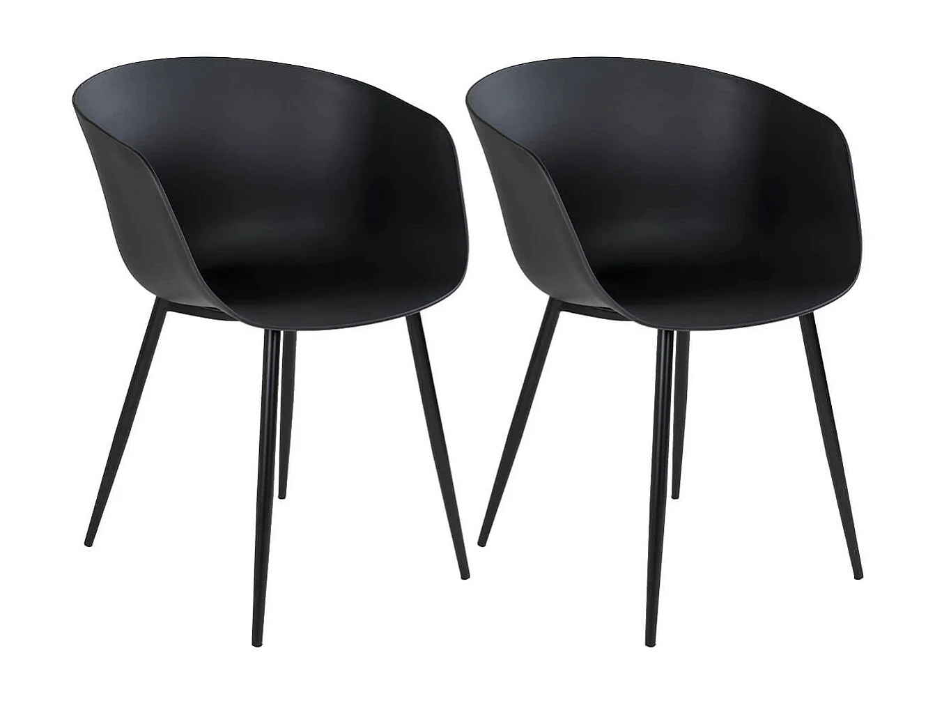 MONTANA - Lot de 2 Chaises PolyPropylène Noir et Pieds Acier