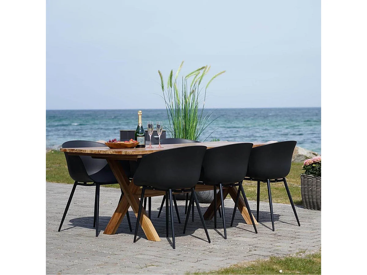 MONTANA - Lot de 2 Chaises PolyPropylène Noir et Pieds Acier