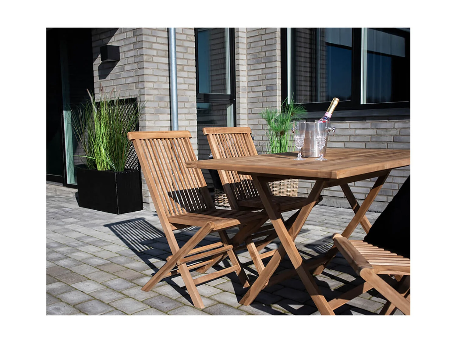 HORIZON - Lot de 6 Chaises de Jardin en Teck Massif Naturel