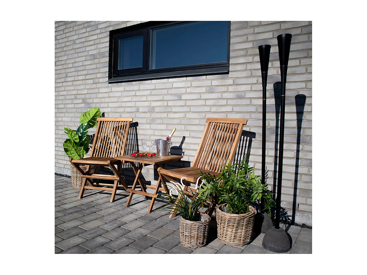 HORIZON - Lot de 6 Chaises de Jardin en Teck Massif Naturel