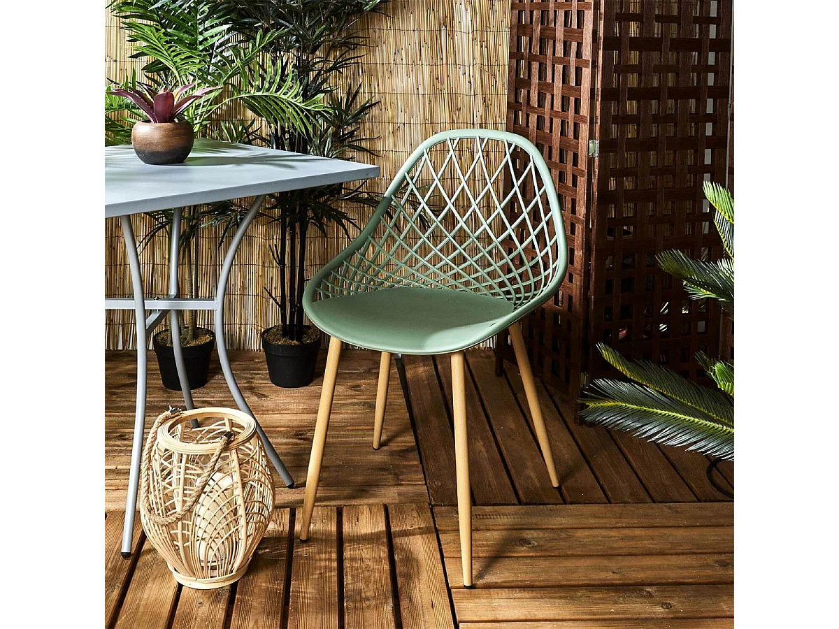 TRESSIE - Lot de 4 Chaises Vertes Coque Arrondie