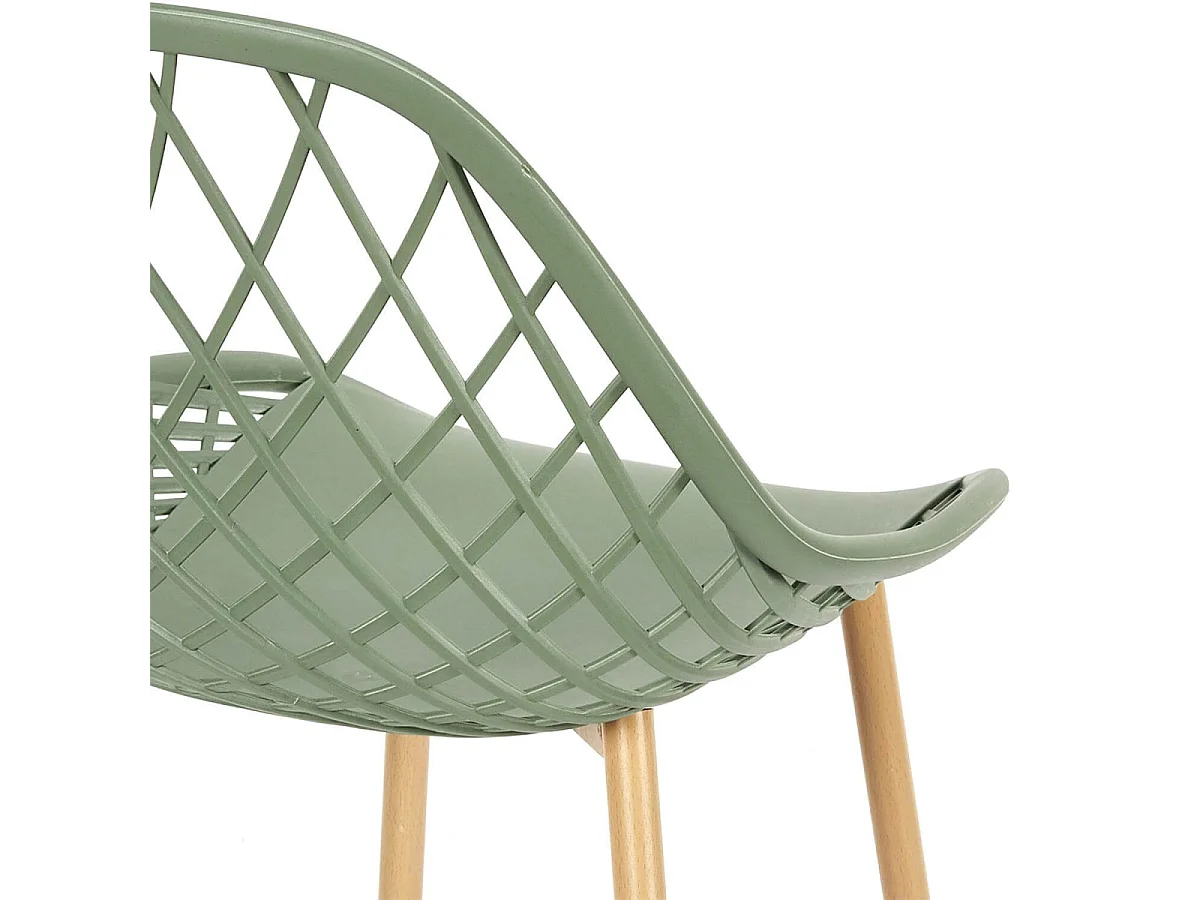 TRESSIE - Lot de 4 Chaises Vertes Coque Arrondie