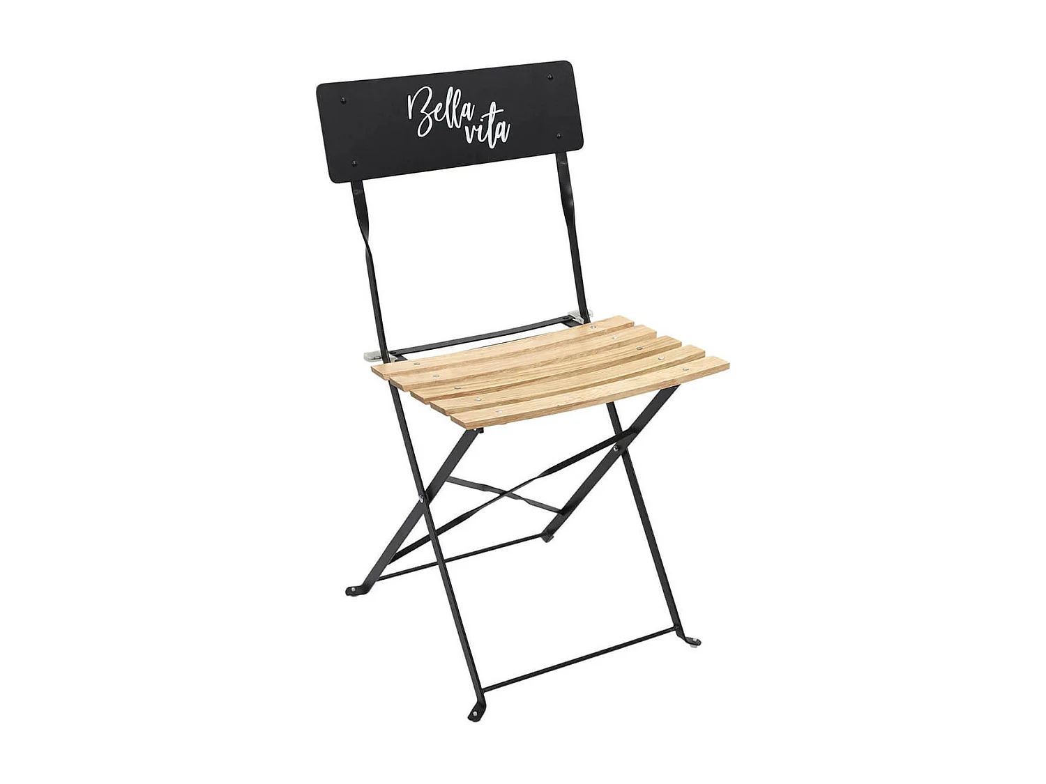 MALAM - Lot de 2 Chaises Pliantes Noires Motif Bella Vita