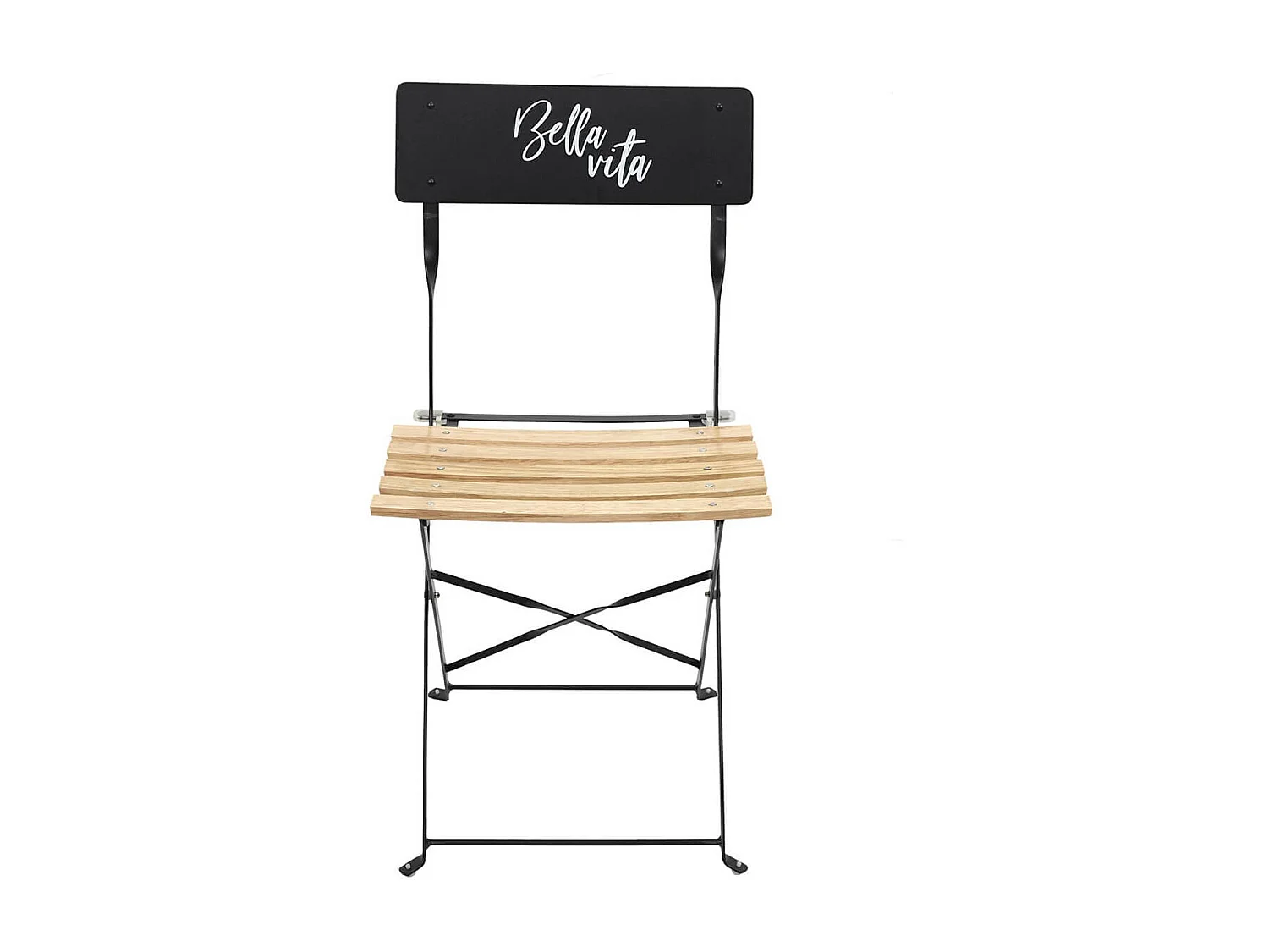 MALAM - Lot de 2 Chaises Pliantes Noires Motif Bella Vita