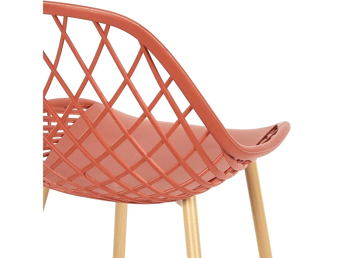 TRESSIE - Lot de 4 Chaises Terracotta Coque Arrondie