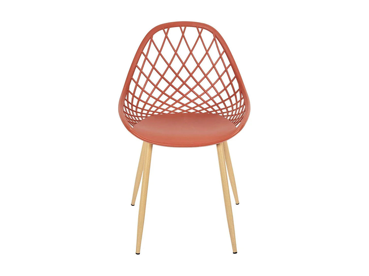 TRESSIE - Lot de 4 Chaises Terracotta Coque Arrondie