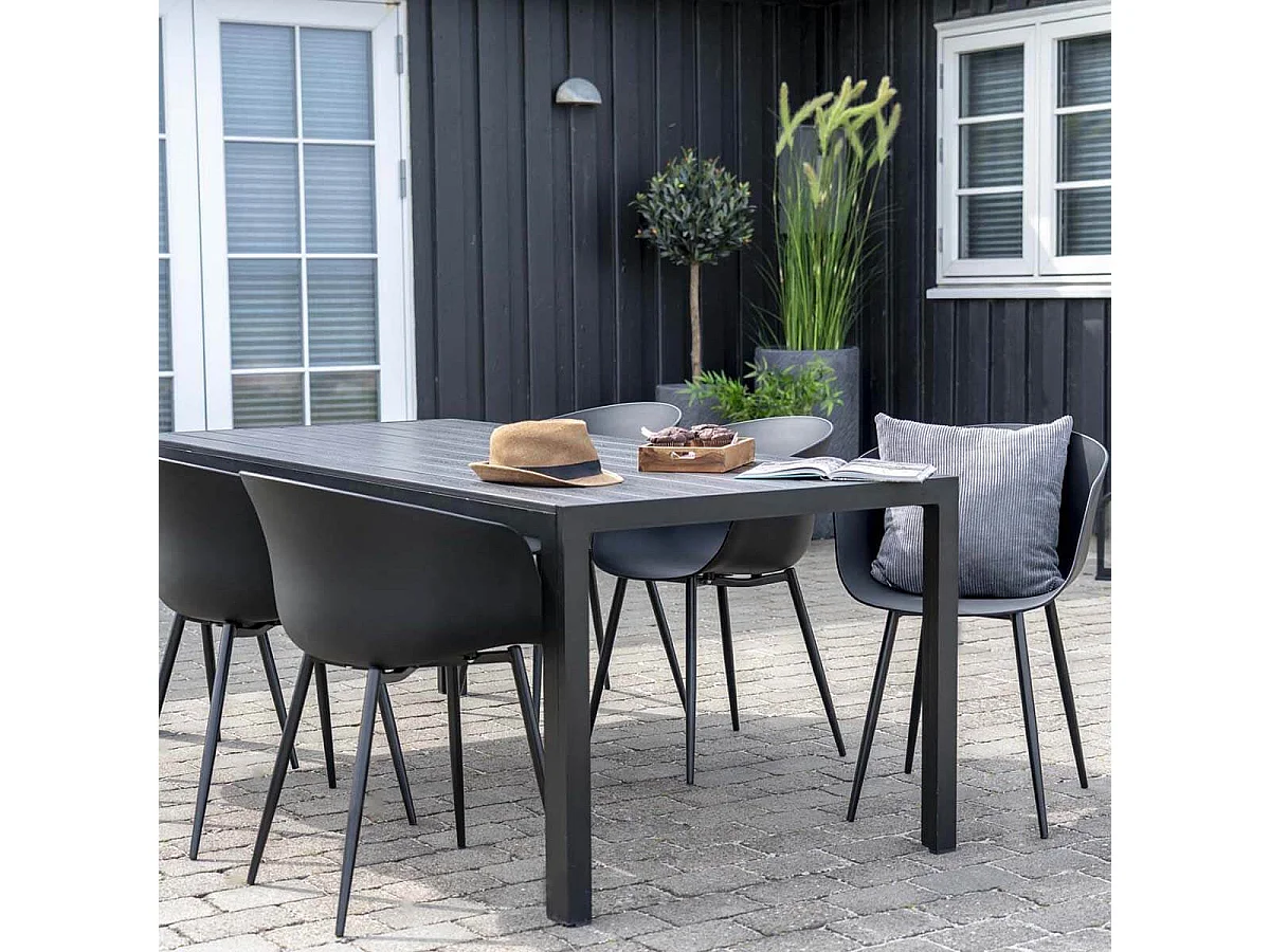 MONTANA - Lot de 4 Chaises PolyPropylène Noir et Pieds Acier