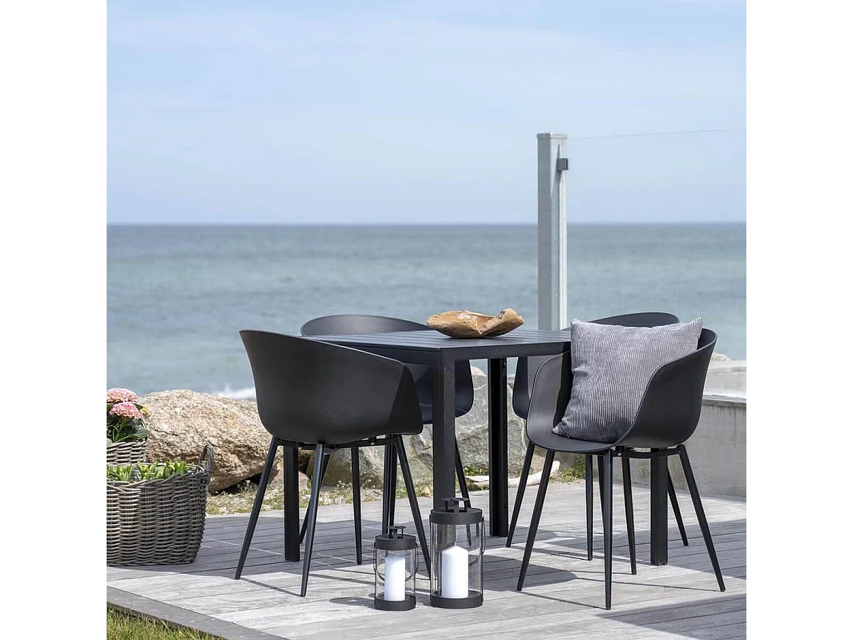 MONTANA - Lot de 4 Chaises PolyPropylène Noir et Pieds Acier