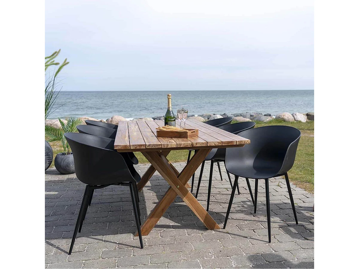 MONTANA - Lot de 4 Chaises PolyPropylène Noir et Pieds Acier