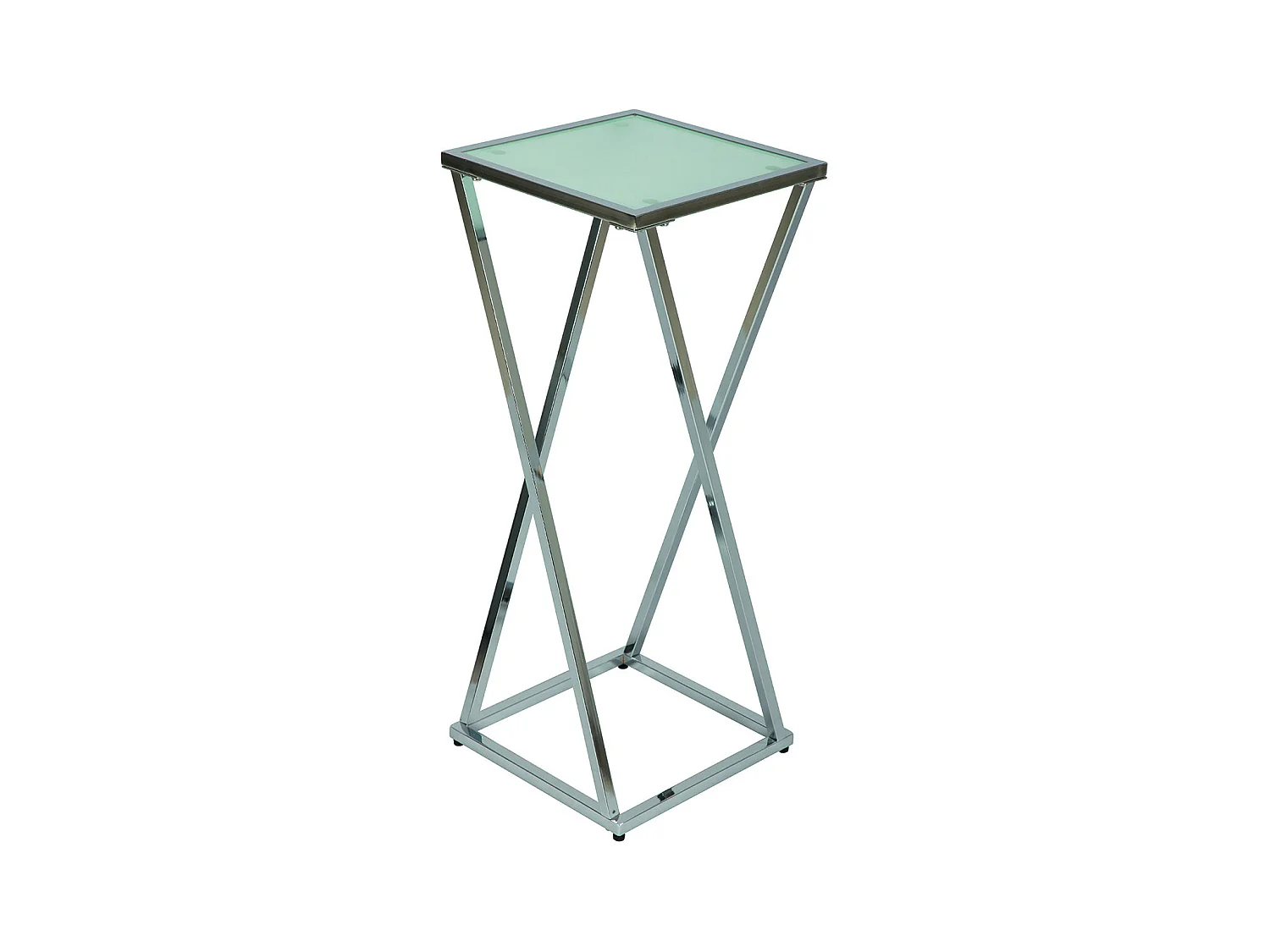 SHANE - Sellette H75 cm en Acier Chromé et Plateau en Verre