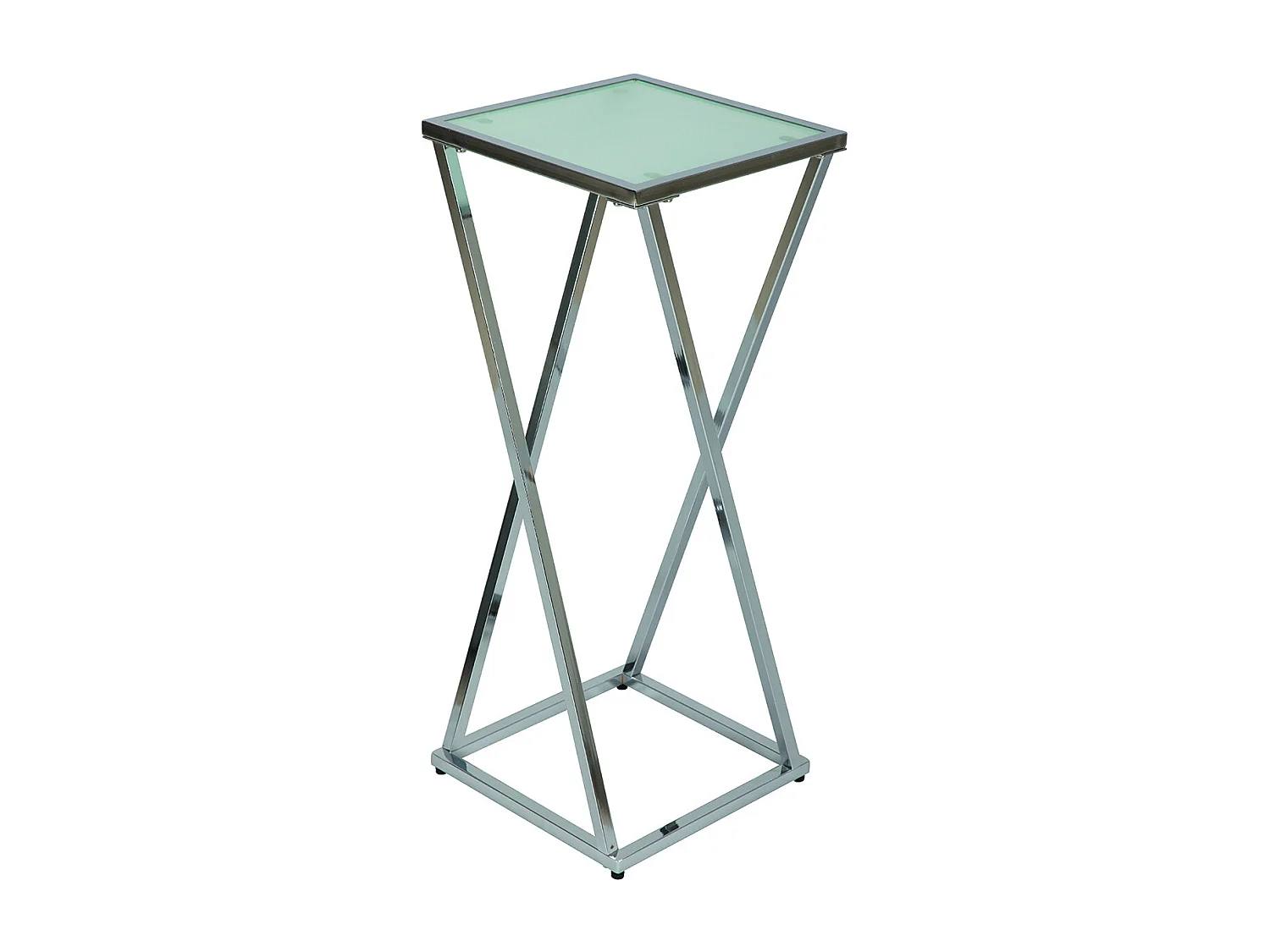 SHANE - Sellette H75 cm en Acier Chromé et Plateau en Verre