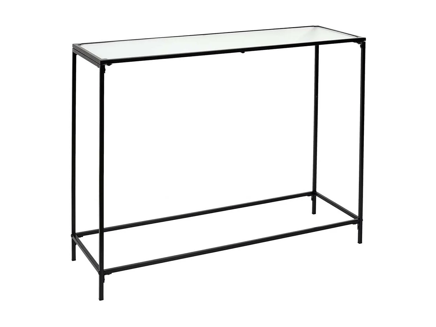 GLASSI - Console Noire Plateau en Verre Texturé