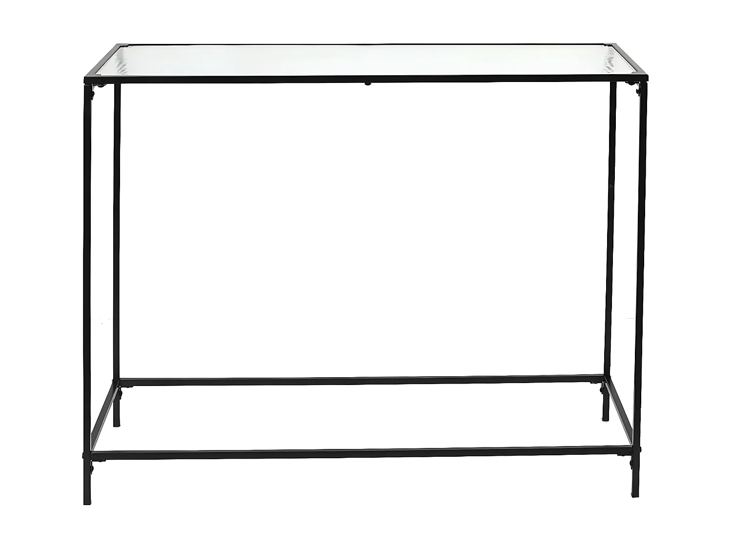 GLASSI - Console Noire Plateau en Verre Texturé
