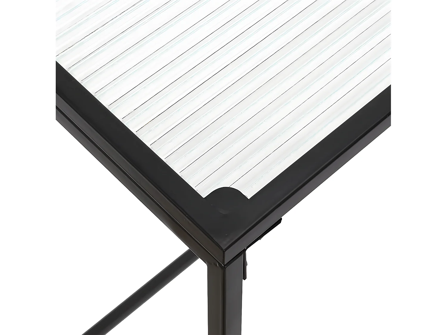 GLASSI - Console Noire Plateau en Verre Texturé