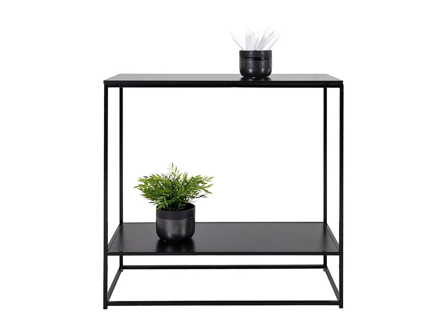 HARALD - Console Acier Noir et Plateau Aspect Bois Noir