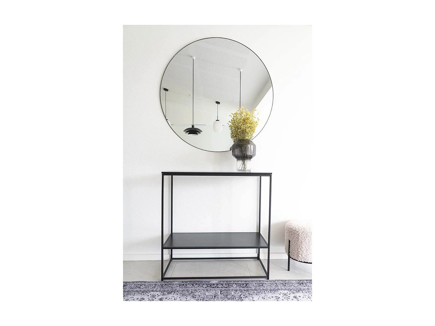 HARALD - Console Acier Noir et Plateau Aspect Bois Noir