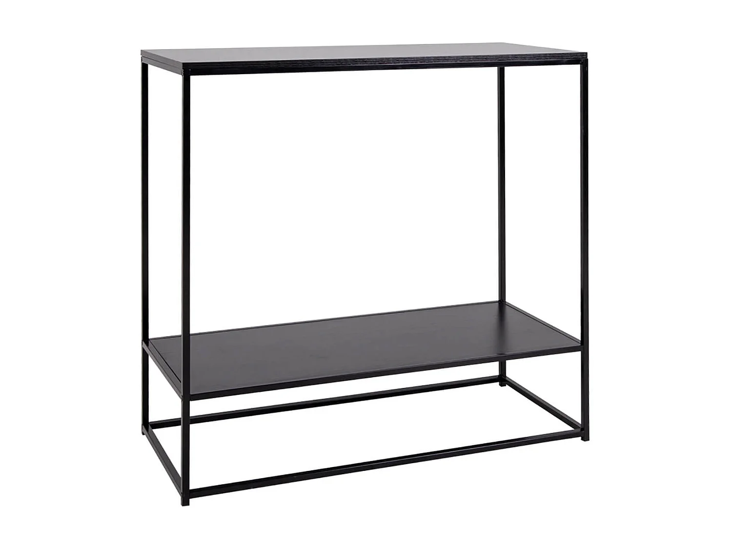 HARALD - Console Acier Noir et Plateau Aspect Bois Noir
