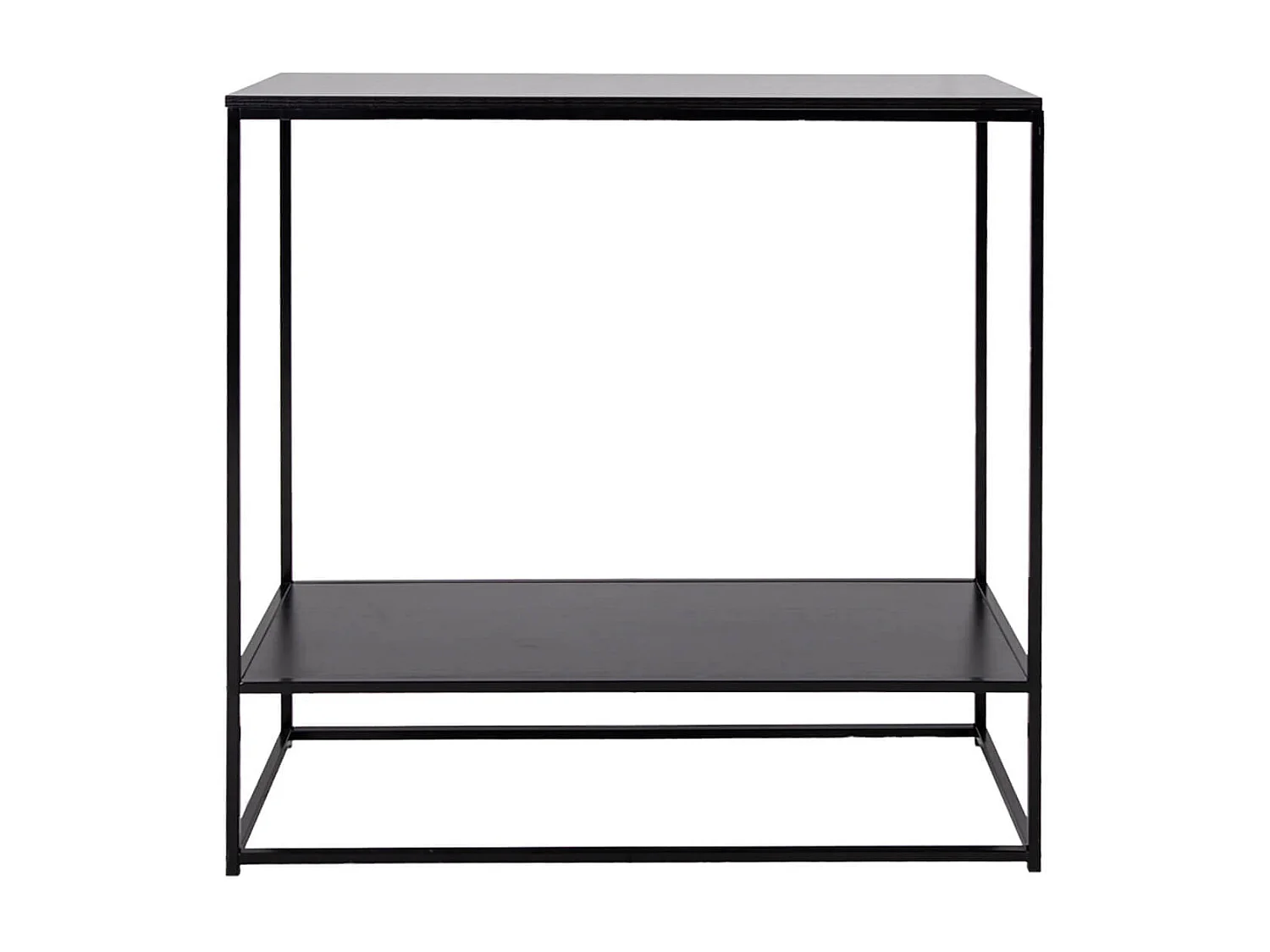 HARALD - Console Acier Noir et Plateau Aspect Bois Noir