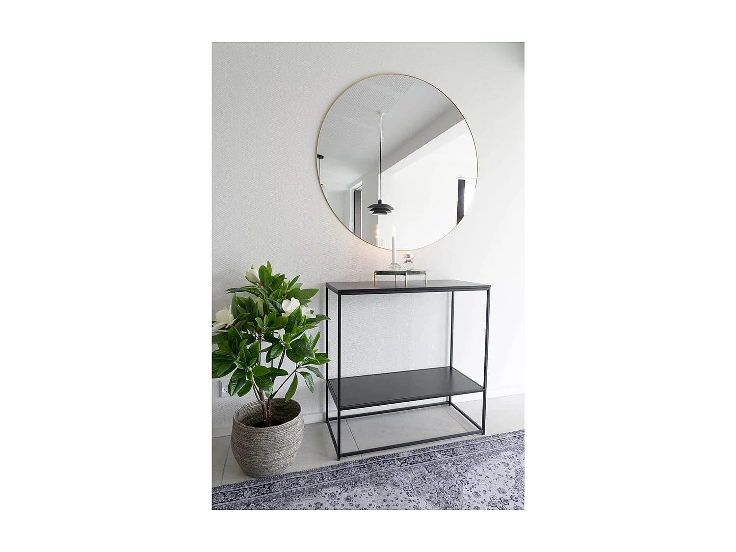 HARALD - Console Acier Noir et Plateau Aspect Bois Noir
