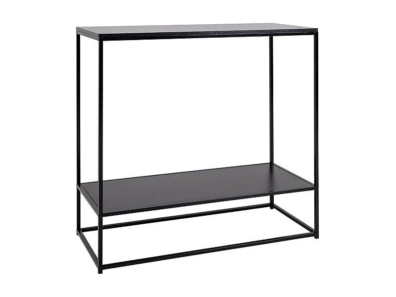 HARALD - Console Acier Noir et Plateau Aspect Bois Noir
