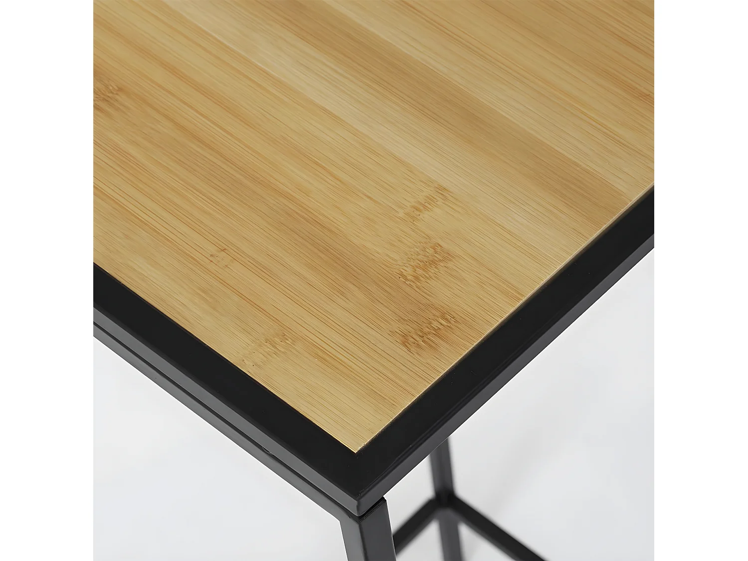 MOTSO - Sellette Métal Noir Plateau en Bambou