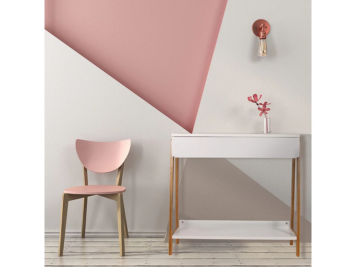 BOPHA - Console Blanche et Bois avec Tiroir