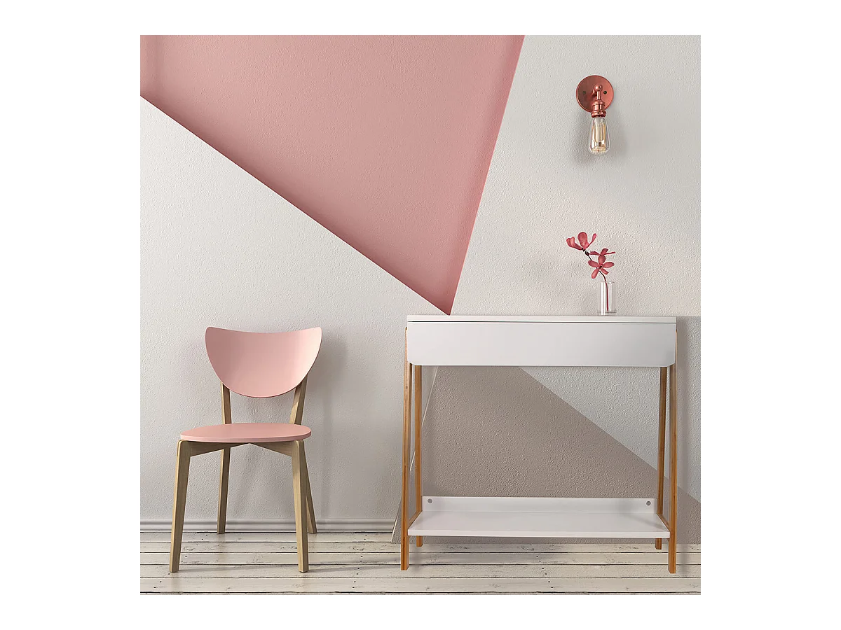 BOPHA - Console Blanche et Bois avec Tiroir