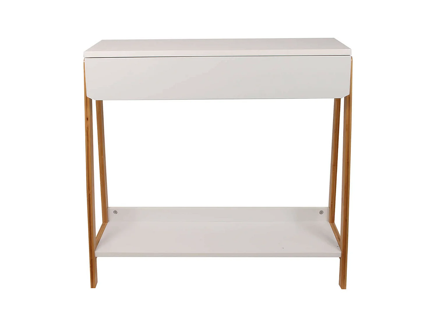 BOPHA - Console Blanche et Bois avec Tiroir