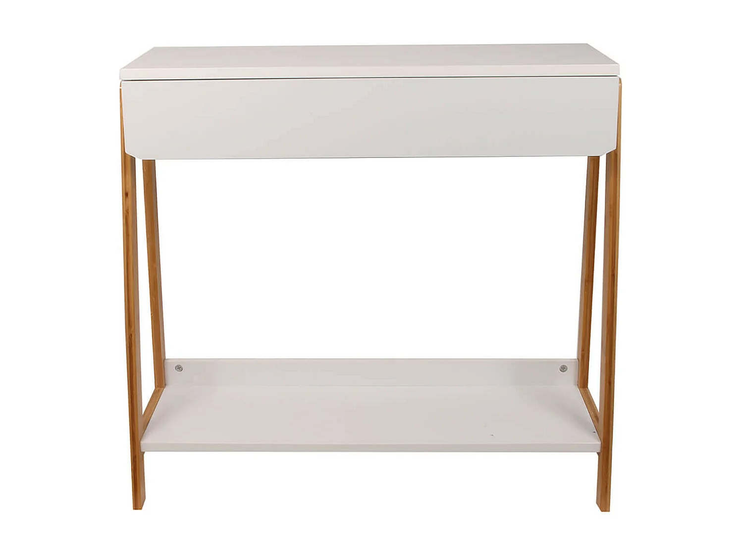 BOPHA - Console Blanche et Bois avec Tiroir