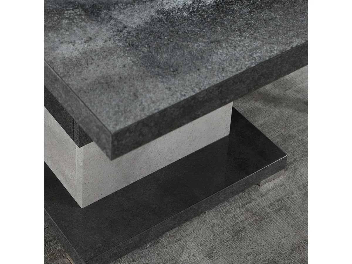 HOFFMAN - Console 110cm 1 Pied Central Gris Aspect Pierre