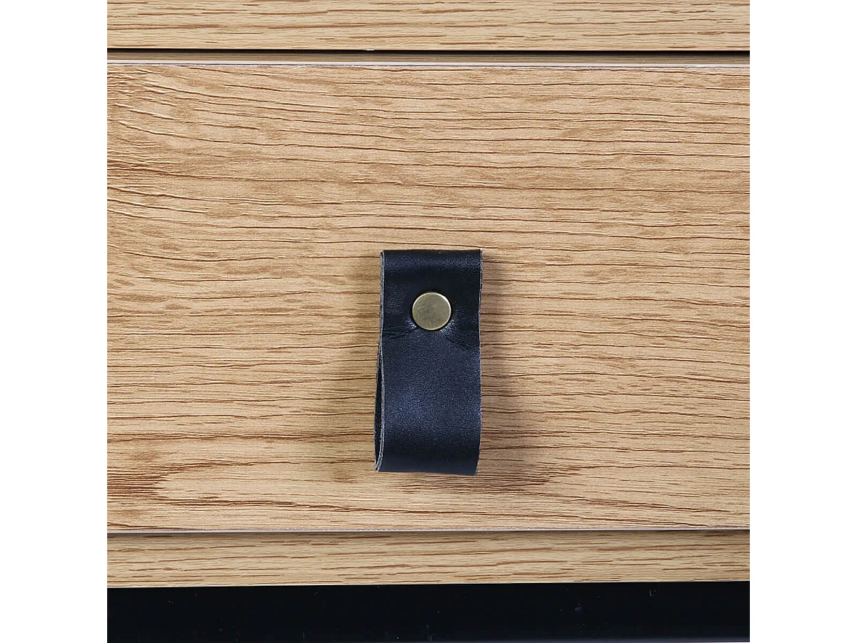 ABRIL - Console 2 Tiroirs Aspect Bois et Pieds Métal