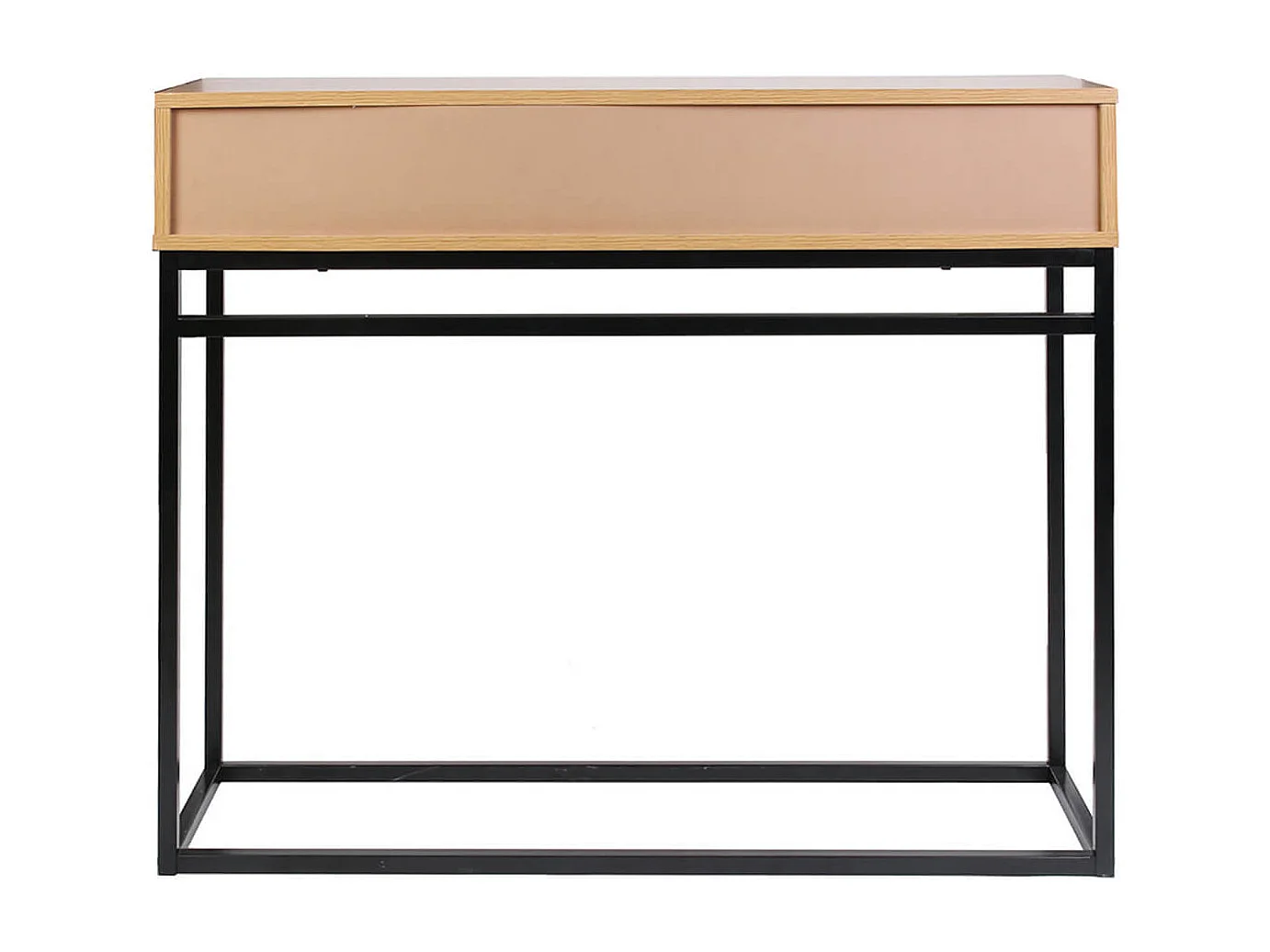 ABRIL - Console 2 Tiroirs Aspect Bois et Pieds Métal